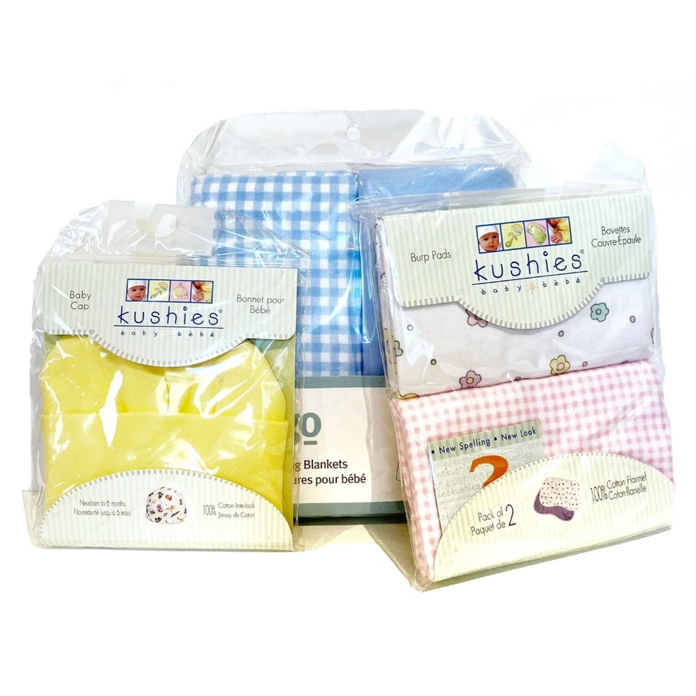 Kushies Baby Burp Pads Baby Cap Hat ToGo Receiving Blankets Newborn Baby Shower